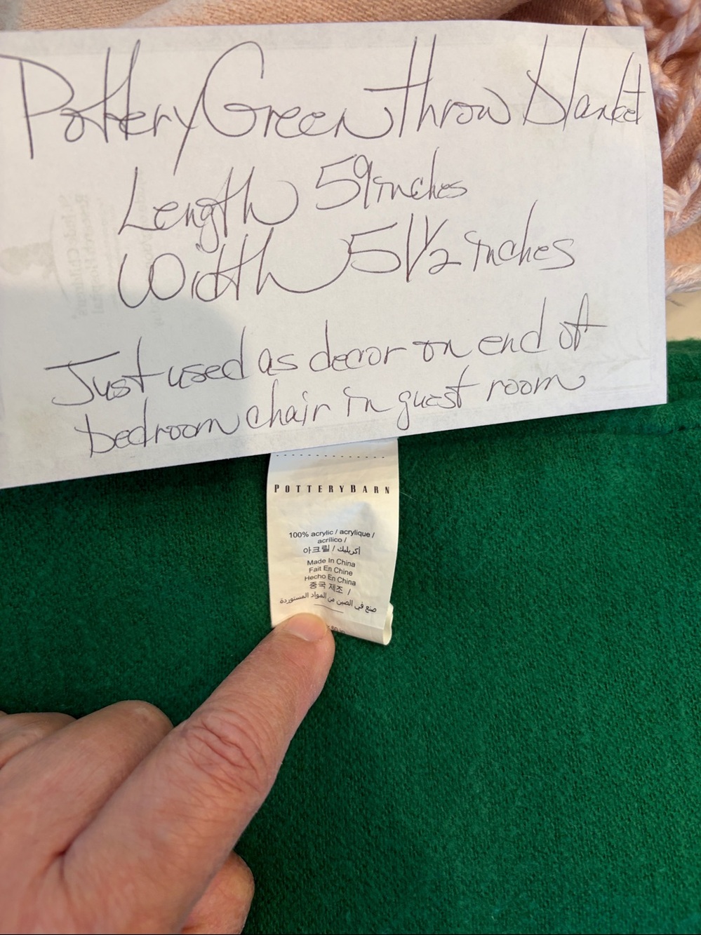 Pottery Barn Green throw blanket - Picture 13 of 13